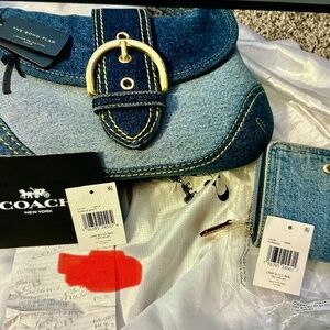 Preloved Coach Denim SoHo Flap w WALLET SET tags come with items